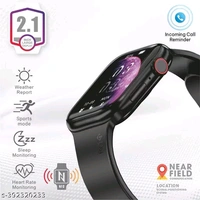 U&I U&i Infinity Series Smart Watch 2.1" Display with Bluetooth Calling and IP65 Water Resistance (Black) - Free Size
