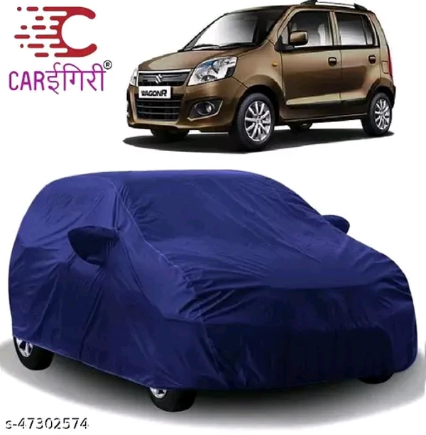 Carigiri Blue Car Body Cover For Maruti Suzuki Wagon R(Triple Stitched,Mirror Pocket,Dustproof,UV Resistant)(Models-2010, 2011, 2012, 2013, 2014, 2015, 2016, 2017, 2018) - Free Size