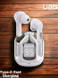 UAG(URBN ARMR GEAR)Ultrapod True Wireless Bluetooth Headphone with 20 Hrs Playtime, Transparent Design , IPX4 Sweat Proof, 8mm HD Drivers, Compatible for all Smartphones which is comes with Deep Bass sound - Free Size