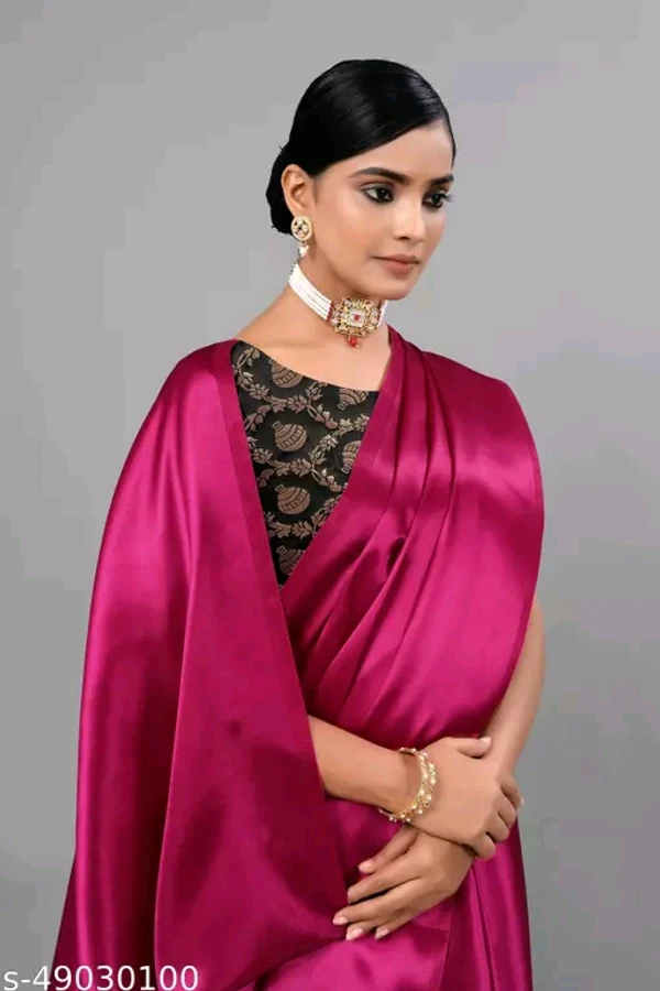 sana silk satin silk purple   saree with Blouse - Free Size