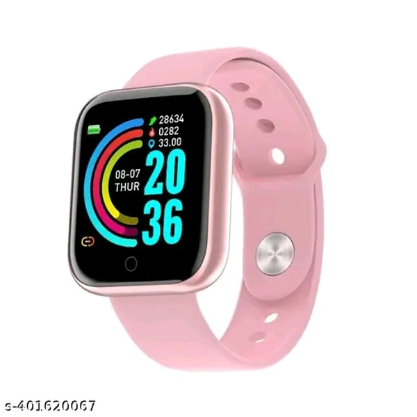 D-20 Touch Screen Smart Watch Bluetooth Smartwatch with Blood Pressure Tracking, Heart Rate Sensor and Basic Functionality for All Women and Girls (Pink) - Pink, Free Size