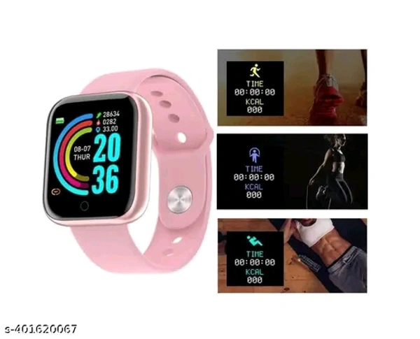 D-20 Touch Screen Smart Watch Bluetooth Smartwatch with Blood Pressure Tracking, Heart Rate Sensor and Basic Functionality for All Women and Girls (Pink) - Pink, Free Size