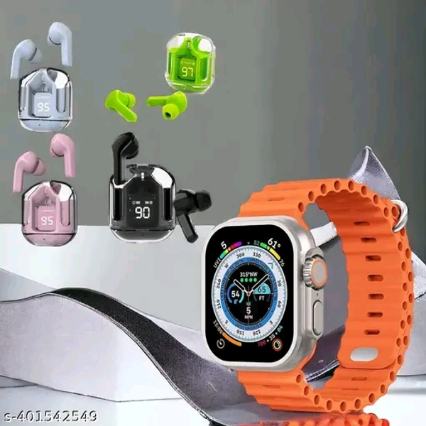 Smart Watch Pro Plus New Ultra Smartwatch 1.9 HD Big Display Bluetooth Calling with Voice Assistant, Sports Modes, Unique UI, SpO2, 24/7 Heart Rate Tracking - (Multicolor) - Free Size