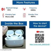 True Wireless Bluetooth Headphone (with cover case) with 2-3 Hrs Playtime & Compatible for all Smartphones - White, Free Size