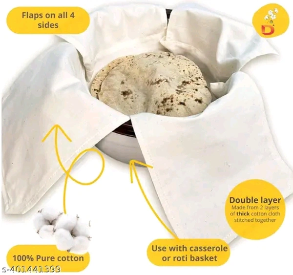 Cotton Roti Cover Cloth, Double Layer Roti Clothes Wrap, Chapati Cover with Flaps Cloth for Chapati Hot Case Kitchen Roti Rumal roti Cloth, Sandwich Wrap Cloth for Tiffin - Free Size