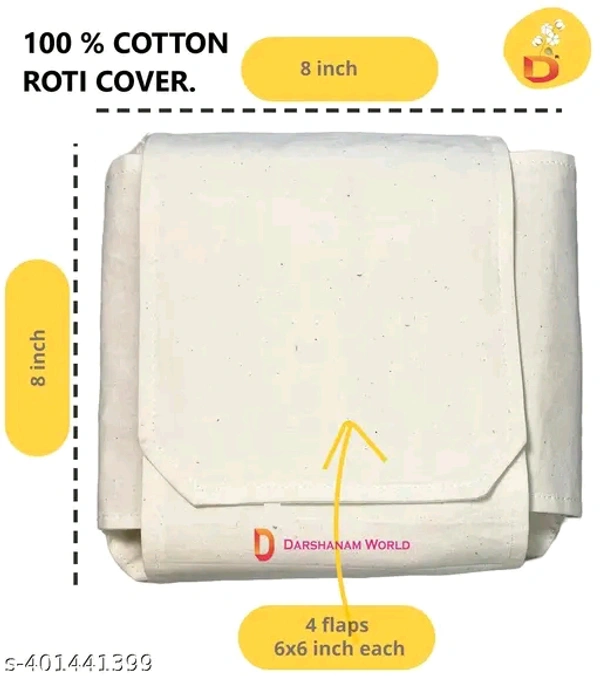 Cotton Roti Cover Cloth, Double Layer Roti Clothes Wrap, Chapati Cover with Flaps Cloth for Chapati Hot Case Kitchen Roti Rumal roti Cloth, Sandwich Wrap Cloth for Tiffin - Free Size