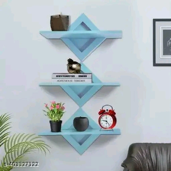 Sku Blue Floating Shelf, 3 Sets of Sku Blue Wall-Mounted Shelves, Modern Home Decoration Storage Shelf, with Invisible Accessories, Bedroom, Office, Living Room, Kitchen, etc - Blue, Free Size