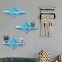 Sku Blue Floating Shelf, 3 Sets of Sku Blue Wall-Mounted Shelves, Modern Home Decoration Storage Shelf, with Invisible Accessories, Bedroom, Office, Living Room, Kitchen, etc - Blue, Free Size