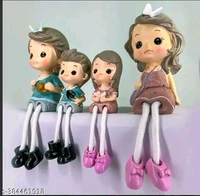 BLACK HORSE CREATION Hanging Legs Showpiece Family Sitting Dolls Miniature Figurine for Living Room Shelf Home Decor Items (Set of 4, Resin, Multicolor) - Free Size