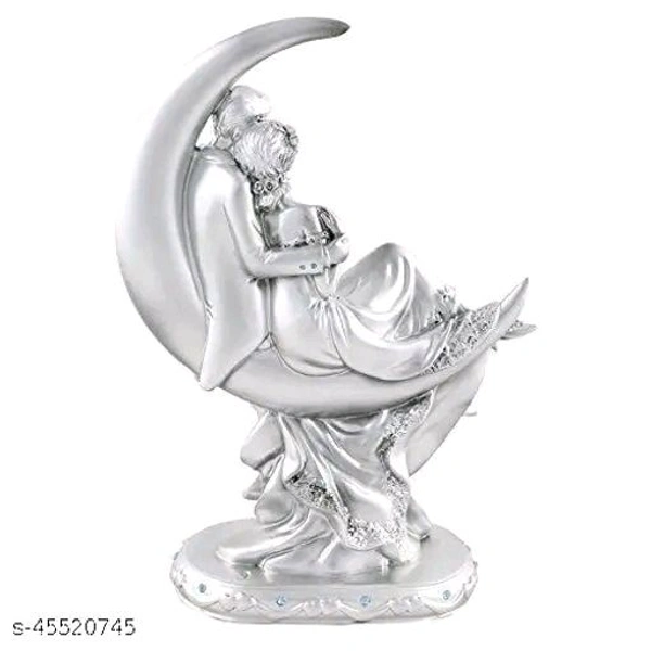 Goldiluxe Romantic Valentine Love Couple Statue Showpiece for Girlfriend, Boyfriend, Husband, Wife, Anniversary, Home Decor, Gifting, Valentines Day Gifts Decorative Showpiece - 15 cm ( Silver) - Free Size, Silver