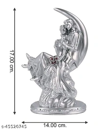 Goldiluxe Romantic Valentine Love Couple Statue Showpiece for Girlfriend, Boyfriend, Husband, Wife, Anniversary, Home Decor, Gifting, Valentines Day Gifts Decorative Showpiece - 15 cm ( Silver) - Free Size, Silver