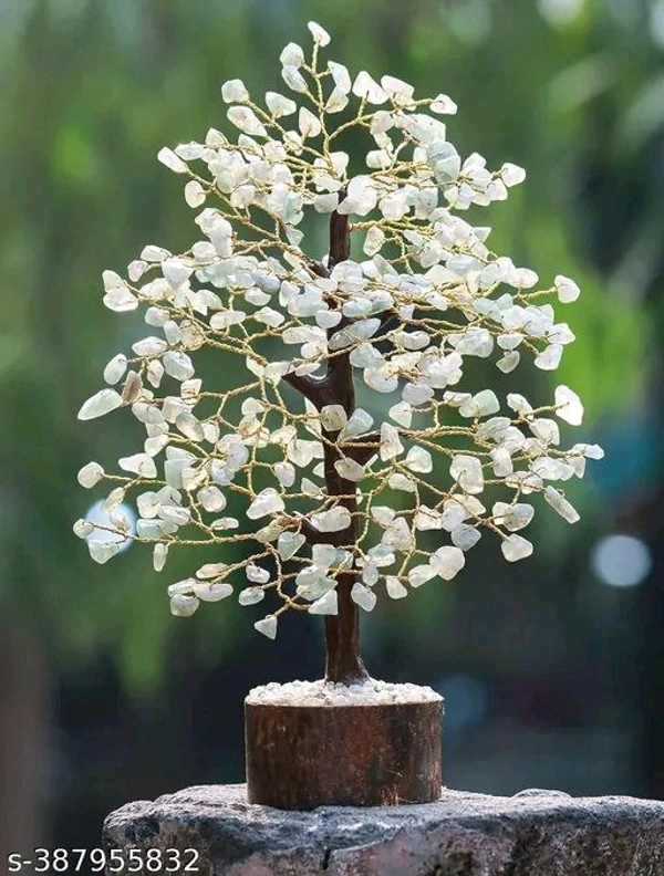 VIBESLE Green Jade Stone Tree, Chakra Tree, Crystal Tree of Life Feng Shui Gift Handmade Tree of Life Bonsai Money Tree Crystals Trees as Home Office Table Decorations Ornament Golden Wire  - Free Size