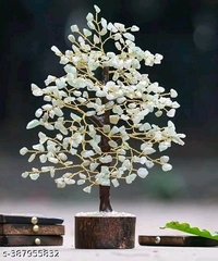 VIBESLE Green Jade Stone Tree, Chakra Tree, Crystal Tree of Life Feng Shui Gift Handmade Tree of Life Bonsai Money Tree Crystals Trees as Home Office Table Decorations Ornament Golden Wire  - Free Size