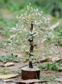VIBESLE Green Jade Stone Tree, Chakra Tree, Crystal Tree of Life Feng Shui Gift Handmade Tree of Life Bonsai Money Tree Crystals Trees as Home Office Table Decorations Ornament Golden Wire  - Free Size