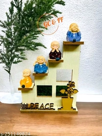 GRACIE COLLECTION'S HANDCRAFTED BABY MONK SHOWPIECE WITH WOODEN DESIGN BASE & CRAFTING FOR YOUR LIVING ROOM,DRAWING ROOM,STUDY ROOM ETC - Free Size