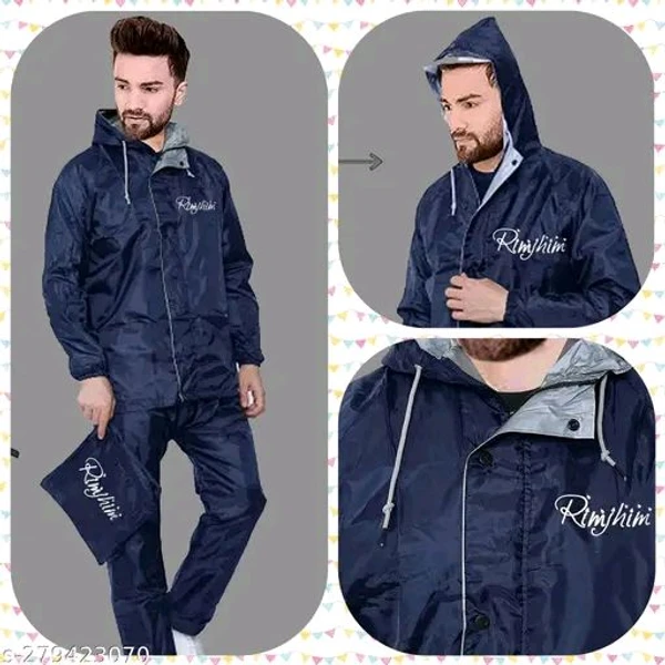 Rain Coat for Men Waterproof for Bike Raincoat for Men with Hood. Set of Top and Bottom