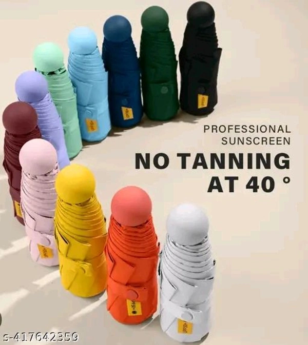 Trendy Portable 5 Fold Umbrella for UV Protection and Rain (No Capsule Only Umbrella )(Assorted Colour) - Free Size, Multicolor