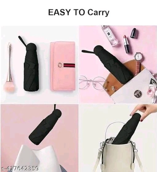 Trendy Portable 5 Fold Umbrella for UV Protection and Rain (No Capsule Only Umbrella )(Assorted Colour) - Free Size, Multicolor
