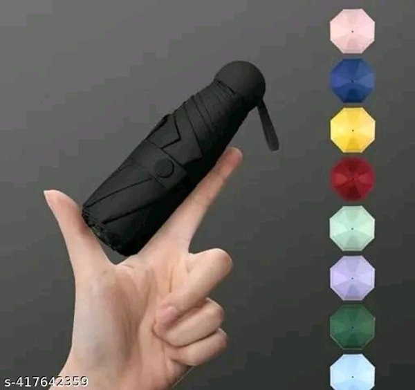 Trendy Portable 5 Fold Umbrella for UV Protection and Rain (No Capsule Only Umbrella )(Assorted Colour) - Free Size, Multicolor