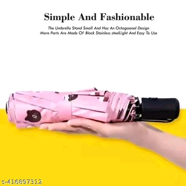 KEKEMI 3 Fold Automatic Sun & Rain Umbrella for Men & Women (Pack of 1) - Free Size, Pink