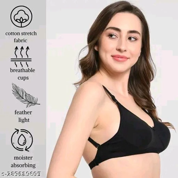 Bewild Full Coverage Backless Cotton Bra for Women and Girls Ladies Casual Non Padded Everyday t-Shirt Fancy Non Wired/Adjustable Supported Bra/Transparent Strap & Band Free - 1️⃣, 28C