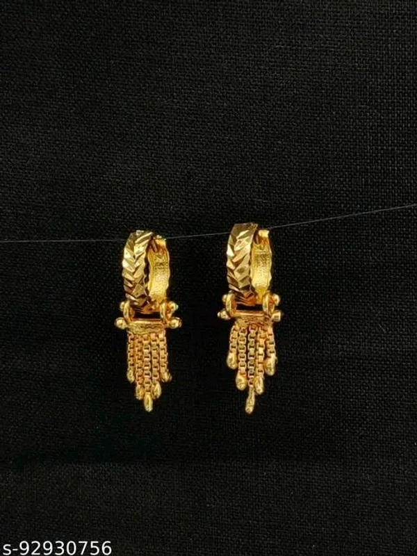 Gold Plated Amrecian Diamond Fancy Jumki Bali Earrings - Gold Plated, Free Size