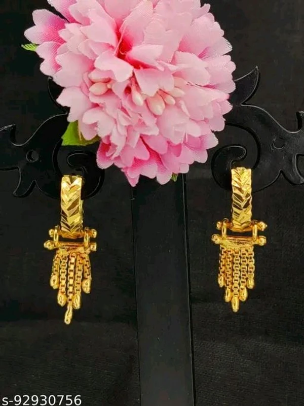 Gold Plated Amrecian Diamond Fancy Jumki Bali Earrings - Gold Plated, Free Size