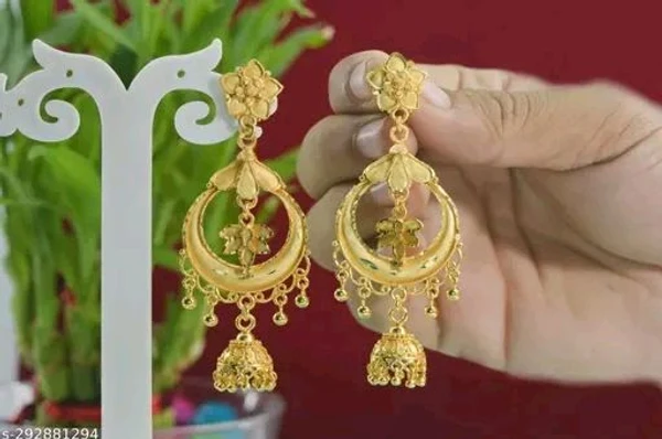 Sanvi 1 gram Gold Plated Designer Earrings | Hand Made Ear Jhumka (Pack of 1) - 1️⃣, Free Size