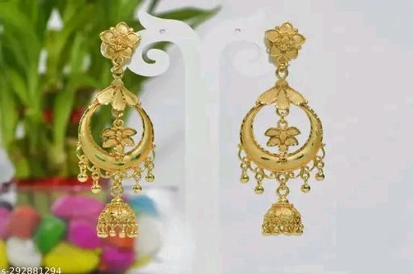 Sanvi 1 gram Gold Plated Designer Earrings | Hand Made Ear Jhumka (Pack of 1) - 1️⃣, Free Size