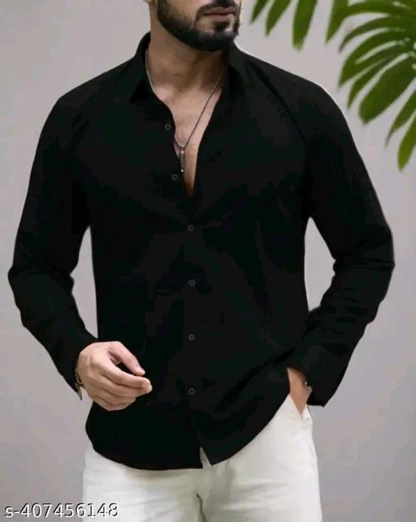 Men Slim Fit Solid Spread Collar Casual Shir|black shirt|under 149|Premium quality|Casual wear|Party wear