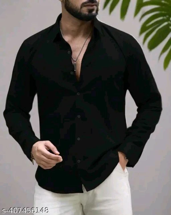 Men Slim Fit Solid Spread Collar Casual Shir|black shirt|under 149|Premium quality|Casual wear|Party wear - S