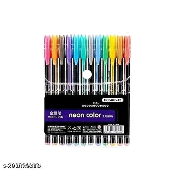 Gel Pens Set Color Gel Pens,Glitter, Metallic, Neon Pens Set Good Gift For Coloring Kids Sketching Painting Drawing (Metalic Neon Pen, Set of 12 - Multicolor, Free Size