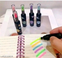 JUST NIDZ Space Bottle Shape Highlighters | Set Of 6 Shades with Stick Notes for Kids - Free Size, Multicolor
