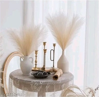 3 Pcs Artificial Faux Pampas Grass For Home Decoration, Craft, Gifting, Wedding Decoration, Marriage Decoration, Festival Decoration, Office, Bedroom, Balcony, Living Room, Gift, Table Decoration, Showpiece Plants, Art and Craft DIY (Off White, Height 41 cm) - Off White, Free Size