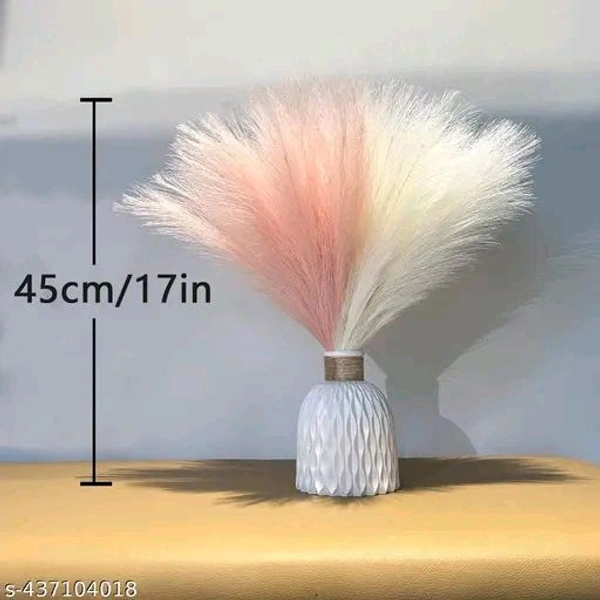 3 Piece Artificial Faux Pampas Grass For Home Decor, Gifting, Wedding Decoration, Marriage Decoration, Festival Decoration, Office, Bedroom, Balcony, Living Room, Gift, Table Decoration, Showpiece Plants, Art and Craft DIY ( Without Vase Pot )( White - 2, Light Pink - 1, Height 41 cm ) - Free Size