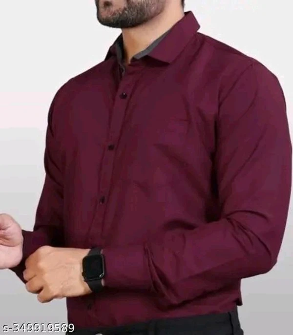 Ethnic Trendz Men's Solid Regular Spread Collar Maroon Shirts - Maroon, S