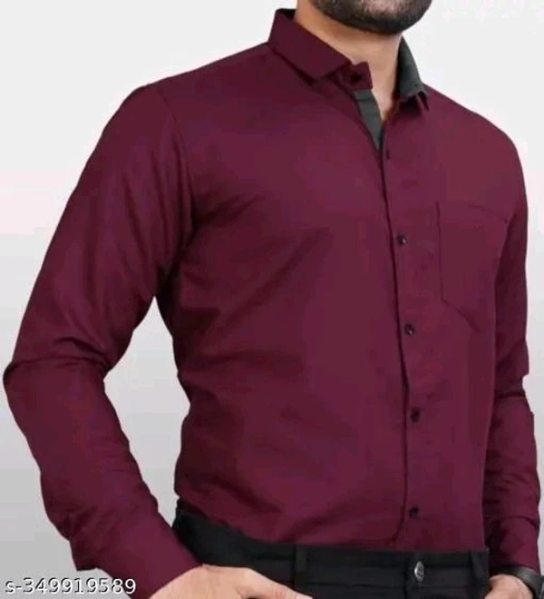 Ethnic Trendz Men's Solid Regular Spread Collar Maroon Shirts - Maroon, S