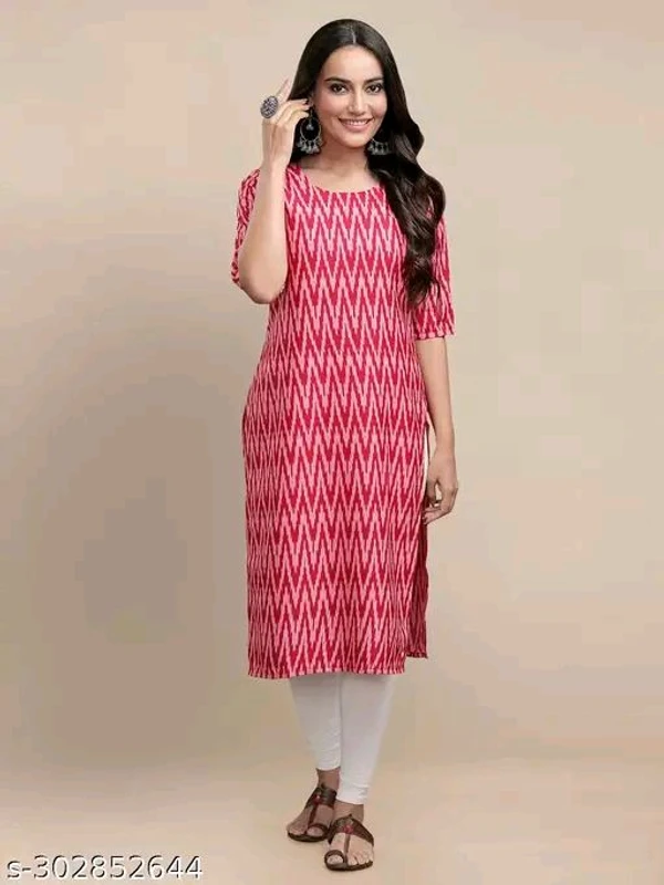 Zig-Zag Printed Kurti For Women - Pink, S