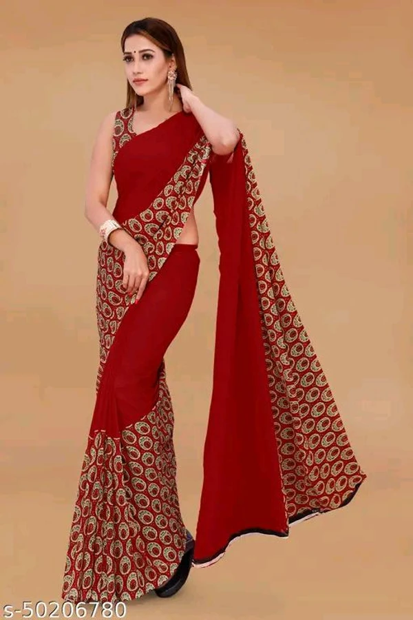 Pretty, Printed Georgette Saree with Blouse Piece - 1️⃣, Free Size