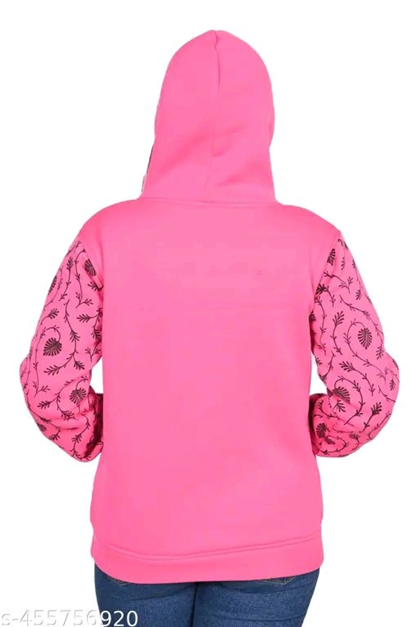 Girls Printed Hooded Sweatshirt | Pink colour | regular fit women hoodie  - Pink, L