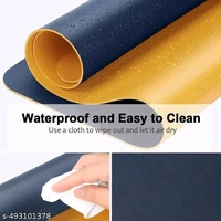 PU Leather Desk Mat – Dual-Sided Waterproof Desk Pad Blotter for Office & Home – Large 80×40 CM Laptop Keyboard Mouse Pad with Non-Slip Surface (Navy Blue + Orange, 1.8MM Thick) - Multicolor, Free Size