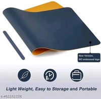 PU Leather Desk Mat – Dual-Sided Waterproof Desk Pad Blotter for Office & Home – Large 80×40 CM Laptop Keyboard Mouse Pad with Non-Slip Surface (Navy Blue + Orange, 1.8MM Thick) - Multicolor, Free Size