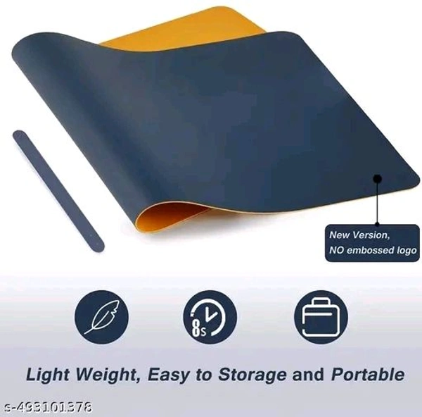 PU Leather Desk Mat – Dual-Sided Waterproof Desk Pad Blotter for Office & Home – Large 80×40 CM Laptop Keyboard Mouse Pad with Non-Slip Surface (Navy Blue + Orange, 1.8MM Thick) - Multicolor, Free Size
