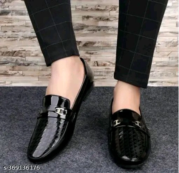 PARTY WEAR PETENT CASUAL SHOES FOR MEN - Black, IND-6