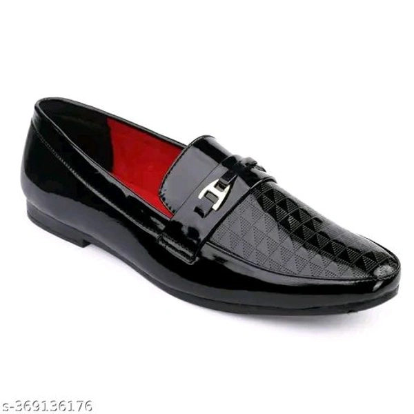 PARTY WEAR PETENT CASUAL SHOES FOR MEN - Black, IND-6
