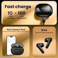 Y1 Pro with Zen Quad Mic ENC, 60Hrs Battery, Fast Charging, Knurled Design, 5.3v Bluetooth Earbud - Black, Free Size