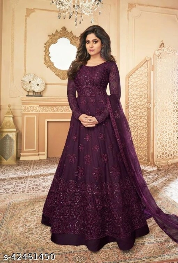 Gown - maroon,green,pink,grey,black,white,orange