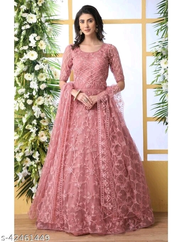 Gown - maroon,green,pink,grey,black,white,orange