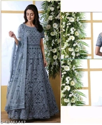 Gown - maroon,green,pink,grey,black,white,orange