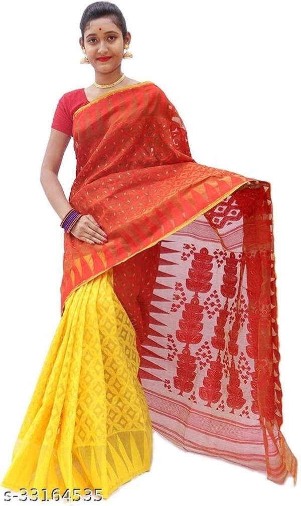 Cotton Saree - multicolour, free size